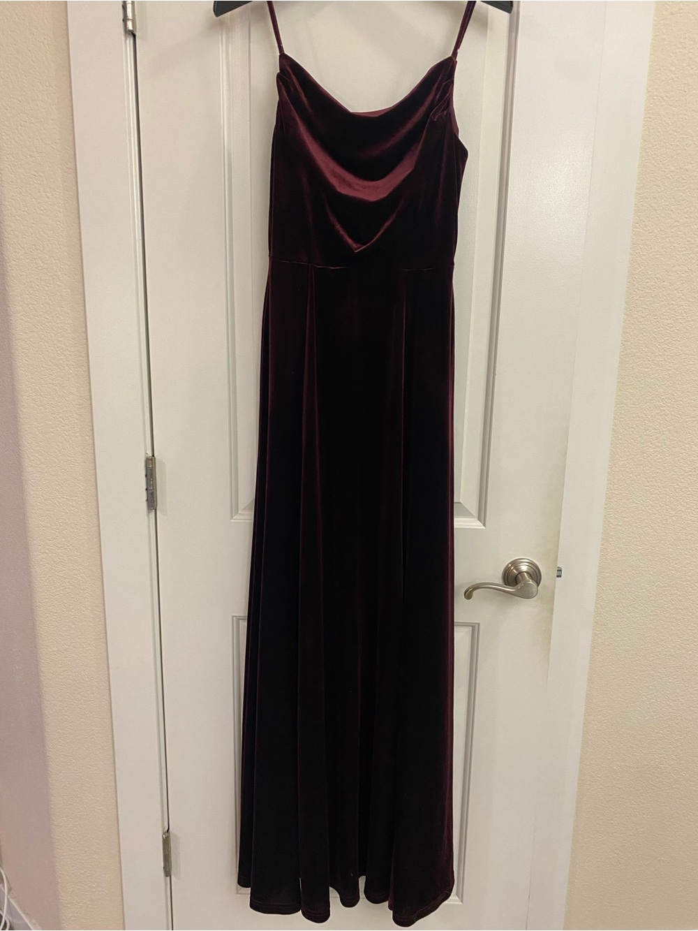 Velvet Cowl Neck Maxi Dress in Deep Wine